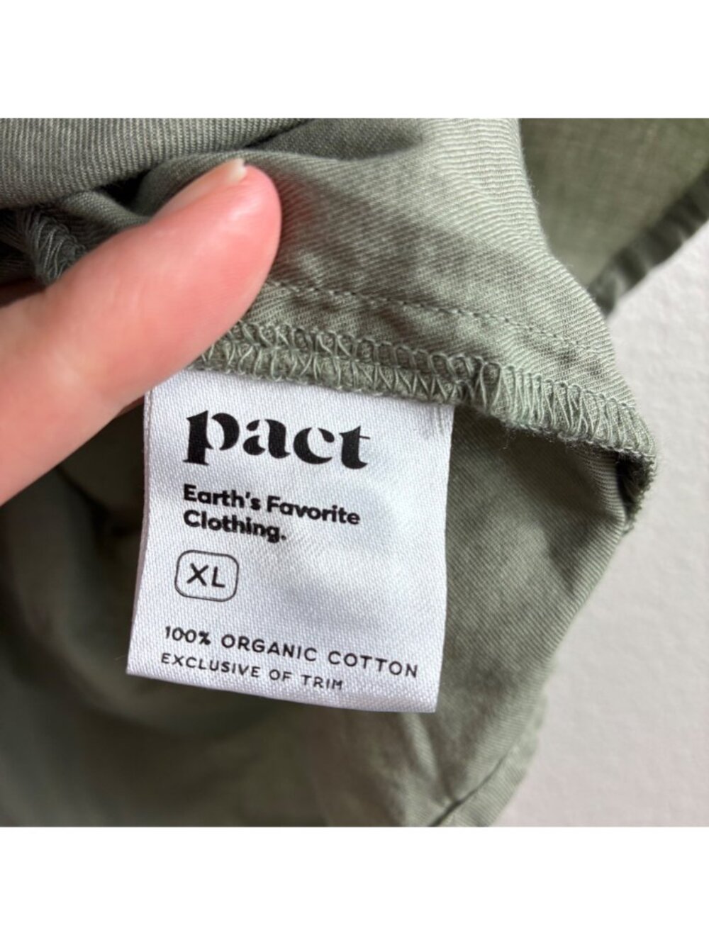 Pact Organic Cotton Popover Blouse XL Sage Green Short Sleeve Minimalist - Picture 5 of 7